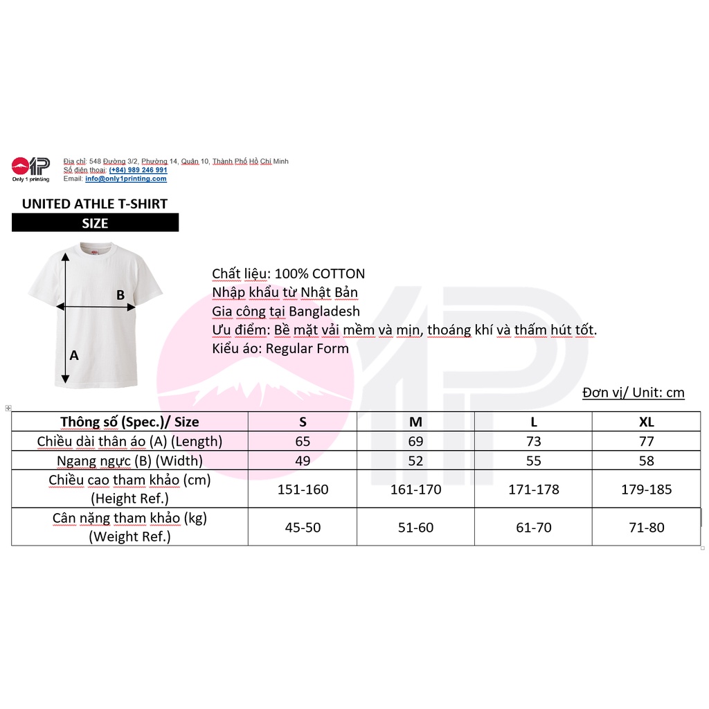 Áo thun United Athle in theo yêu cầu-only1printing-bang-size